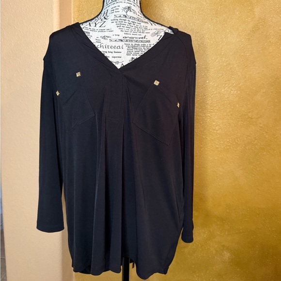 Anne Klein Tops - Anne Klein Black Blouse with Gold Details